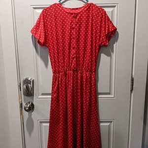 Vintage Red Dress with White Polkadots